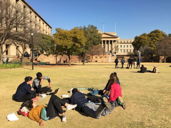 Lunch on the main lawn at Wits, July 2018
